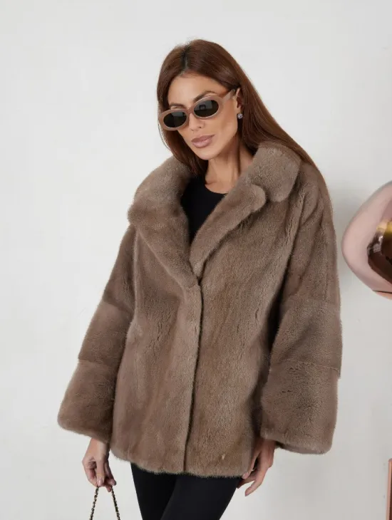 Шуба Premium Style свободного кроя из меха норки - фото 1